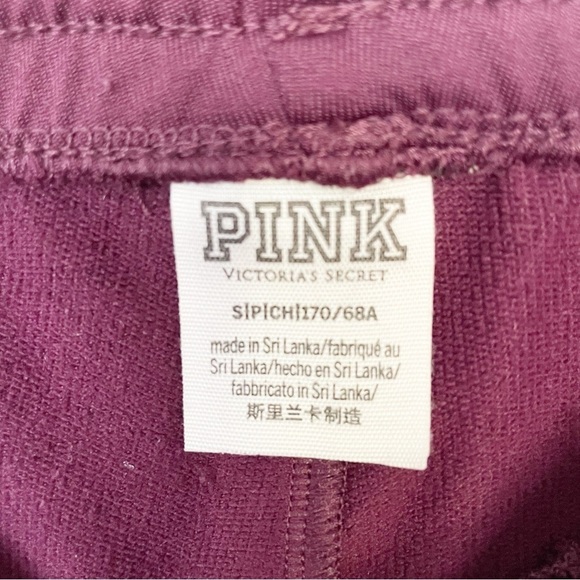 Victoria's Secret Pink Active Skinny Trackpant Burgundy Side Stripe Logo S-M - Picture 8 of 11